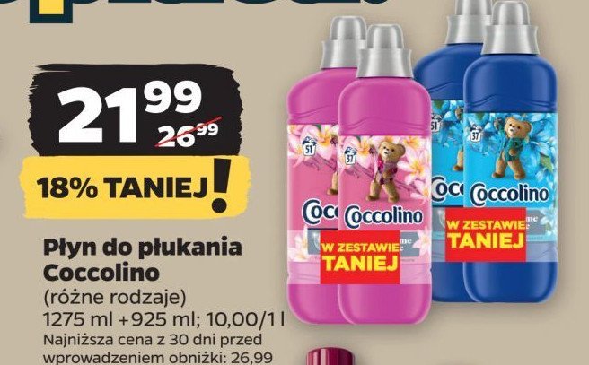 Płyn do płukania tiare flower & red fruits 1.275 l + 925 ml Coccolino perfume & care promocja