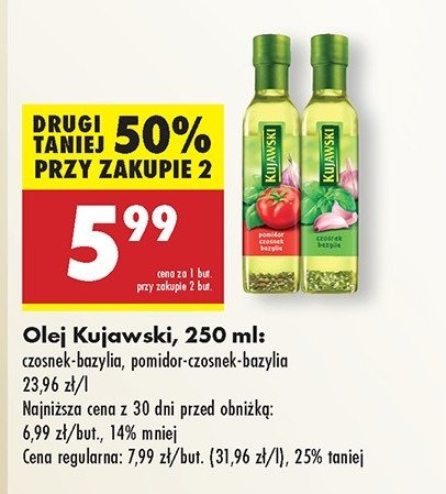 Olej czosnek bazylia Kujawski kruszwica promocja w Biedronka