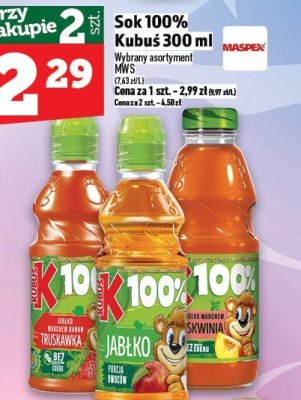 Sok 100% Kubuś 300 ml promocja w TOPAZ