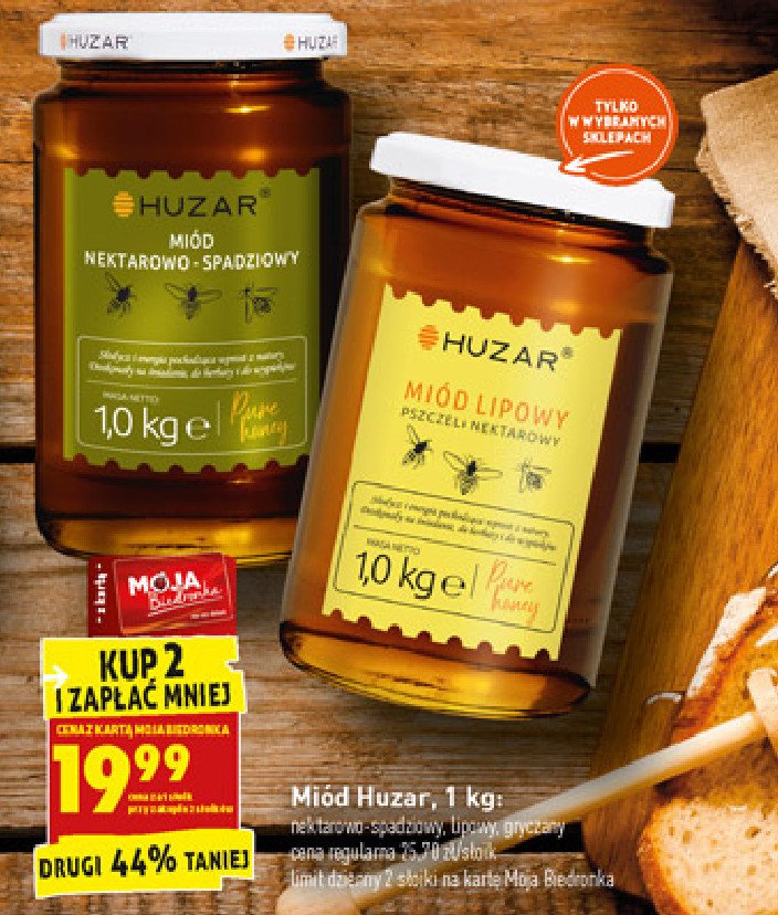Miód pszczeli lipowy Huzar promocja w Carrefour