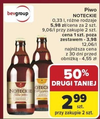 Piwo NOTECKIE 0,33 l różne rodzaje promocja w Carrefour