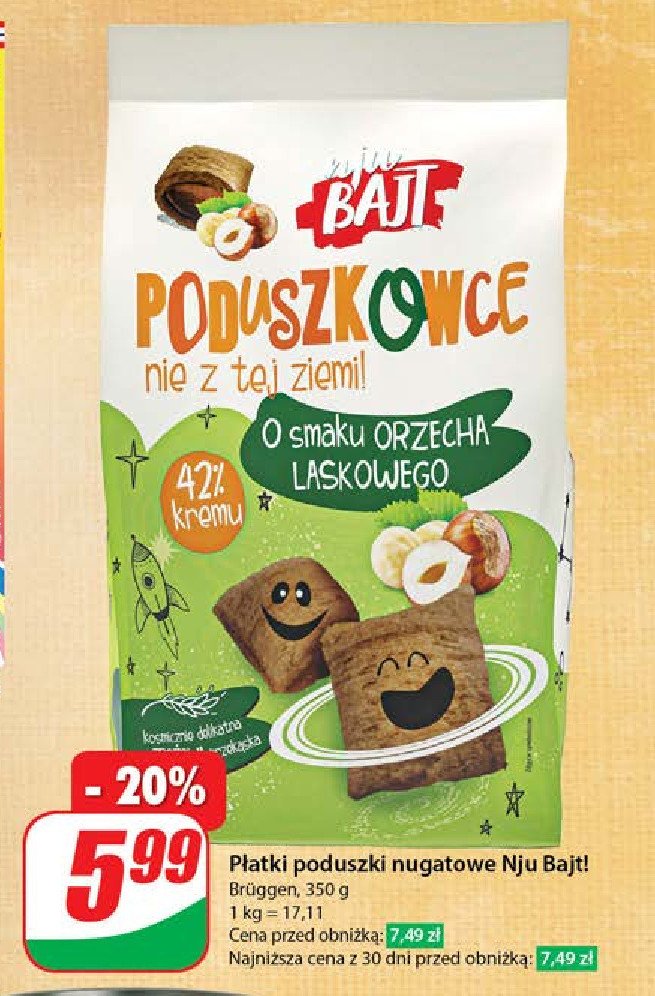 Płatki poduszkowce orzech laskowy BRUGGEN NJU BAJT promocja w Dino