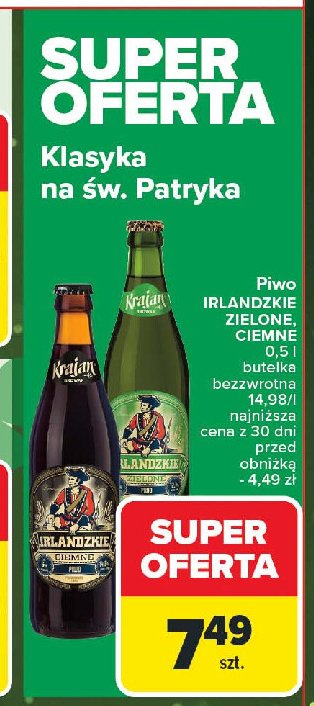 Piwo Krajan irlandzkie zielone promocja w Carrefour