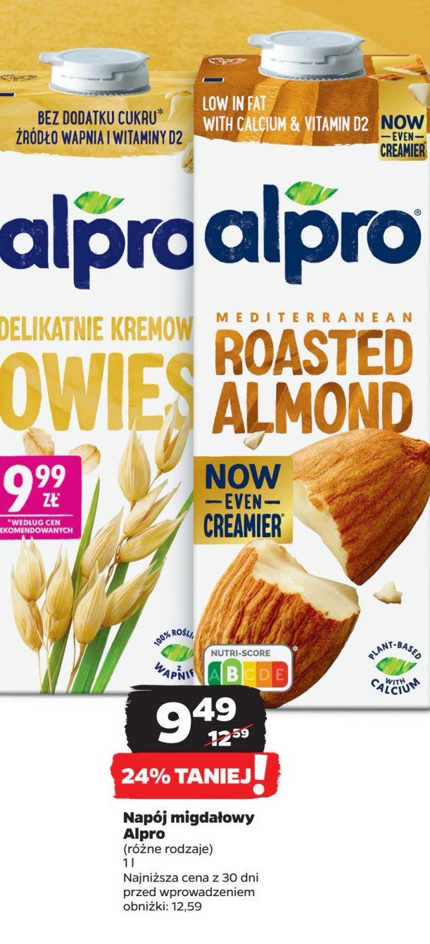 Napój owsiany naturalny Alpro soya promocja