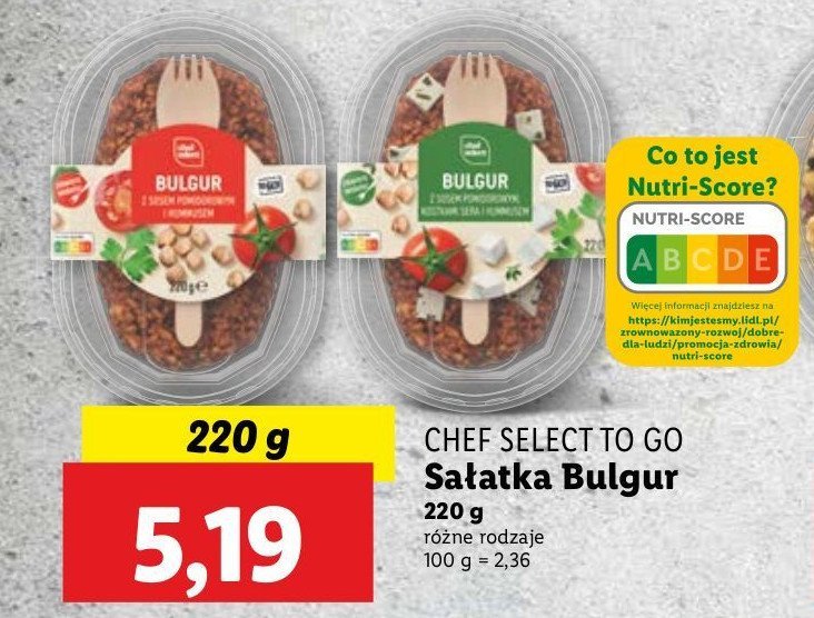 Sałatka bulgur z sosem pomidorowym i hummusem Chef select promocja