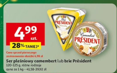 Ser pleśniowy camembert lub brie Président promocja w Auchan