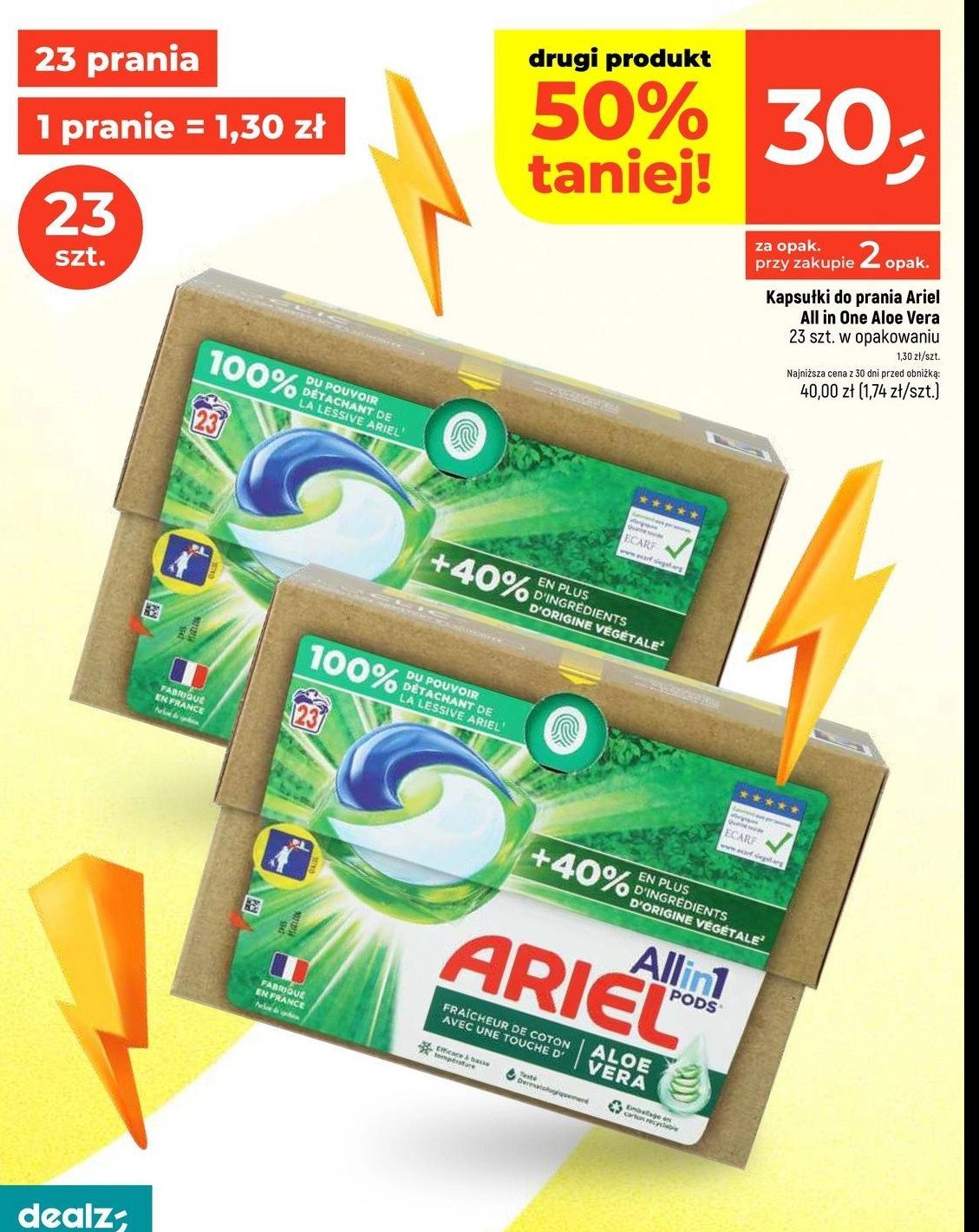 Kapsułki do prania aloe vera Ariel all in 1 promocja