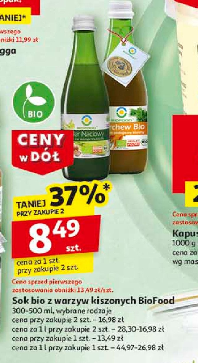 Sok z selera naciowego Bio food promocja w Auchan