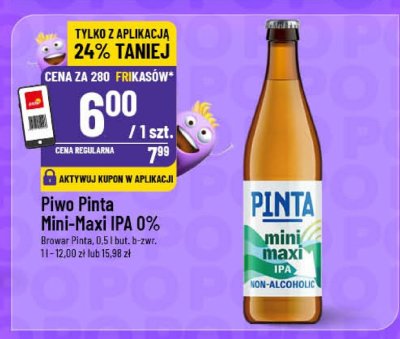 Piwo Pinta Mini-Maxi IPA 0% Browar Pinta 0,5 l but. b-zwr. promocja w POLOmarket