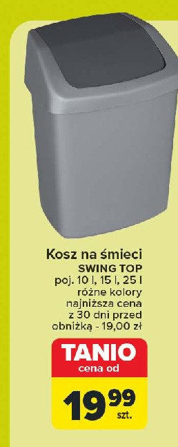 Kosz na śmieci swing top 25 l Curver promocja w Carrefour