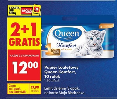 Papier toaletowy Queen Komfort, 10 rolek promocja w Biedronka
