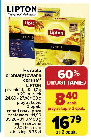 Herbata earl grey Lipton promocja w Carrefour Market