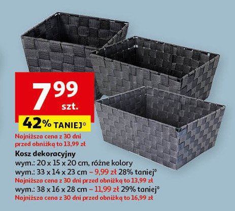 Kosz dekoracyjny 33 x 14 x 23 cm promocja w Auchan