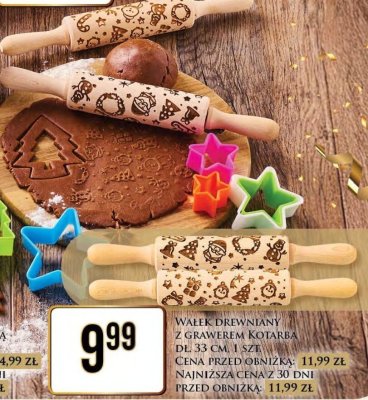 Wałek drewniany z grawerem kotarba dł. 33 cm promocja w Dino
