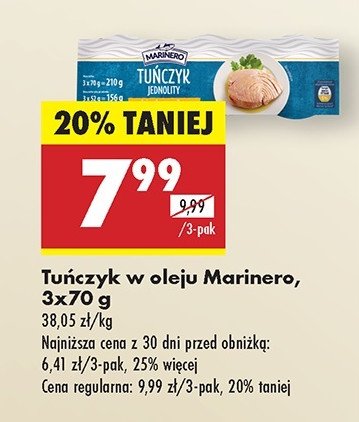 Tuńczyk w oleju słonecznikowym Marinero promocja w Biedronka