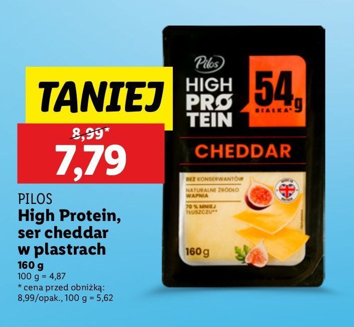 Ser cheddar plastry PILOS HIGH PROTEIN promocja