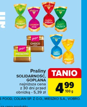 Cukierki Solidarność złota wiśnia promocja