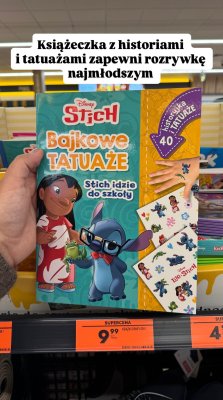 Książeczka z tatuażami Stich idzie do szkoły promocja w Biedronka