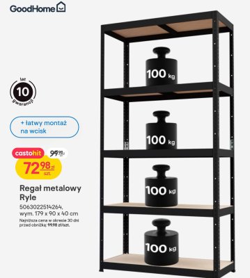 Regał metalowy Ryle 179 x 90 x 40 cm promocja w Castorama