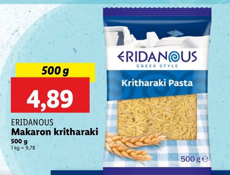 Makaron kritharaki Eridanous promocja w Lidl