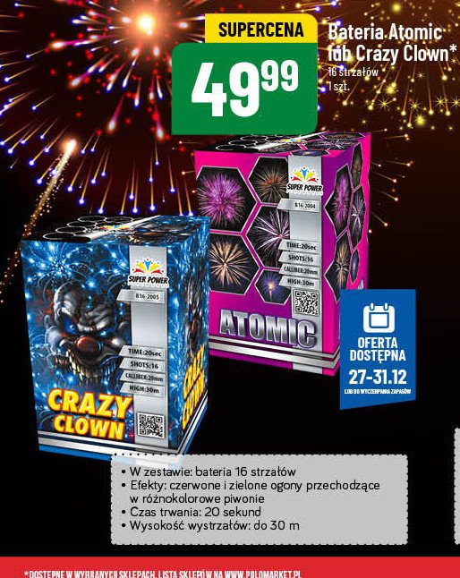 Bateria atomic 16 strzałów SUPER POWER promocja w POLOmarket