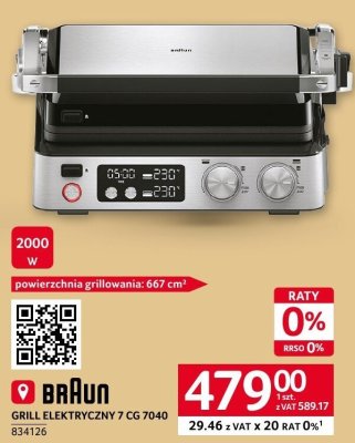 Grill elektryczny Braun 7 CG 7040 promocja w Selgros