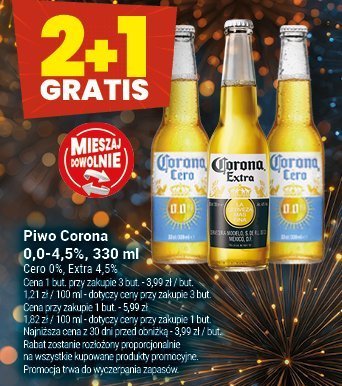 Piwo Corona 0,0-4,5%, 330 ml promocja w Twój Market