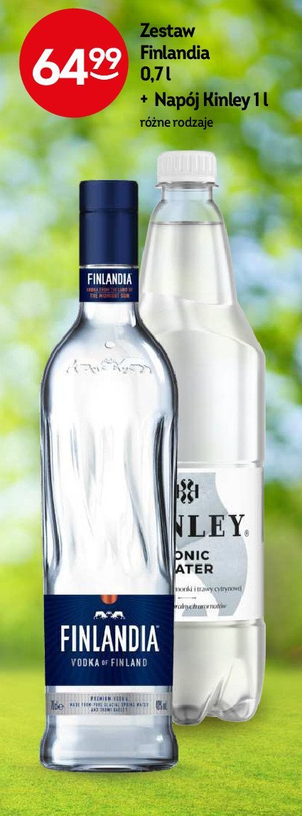 Wódka + napój kinley Finlandia vodka of finland promocja w Żabka