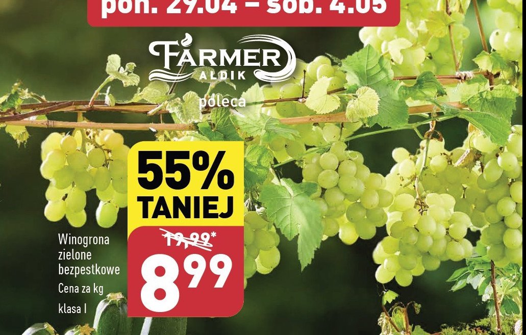 Winogrona zielone promocja w Aldi