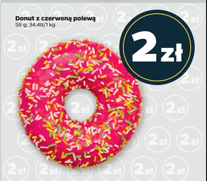 Donut z czerwoną polewą promocja