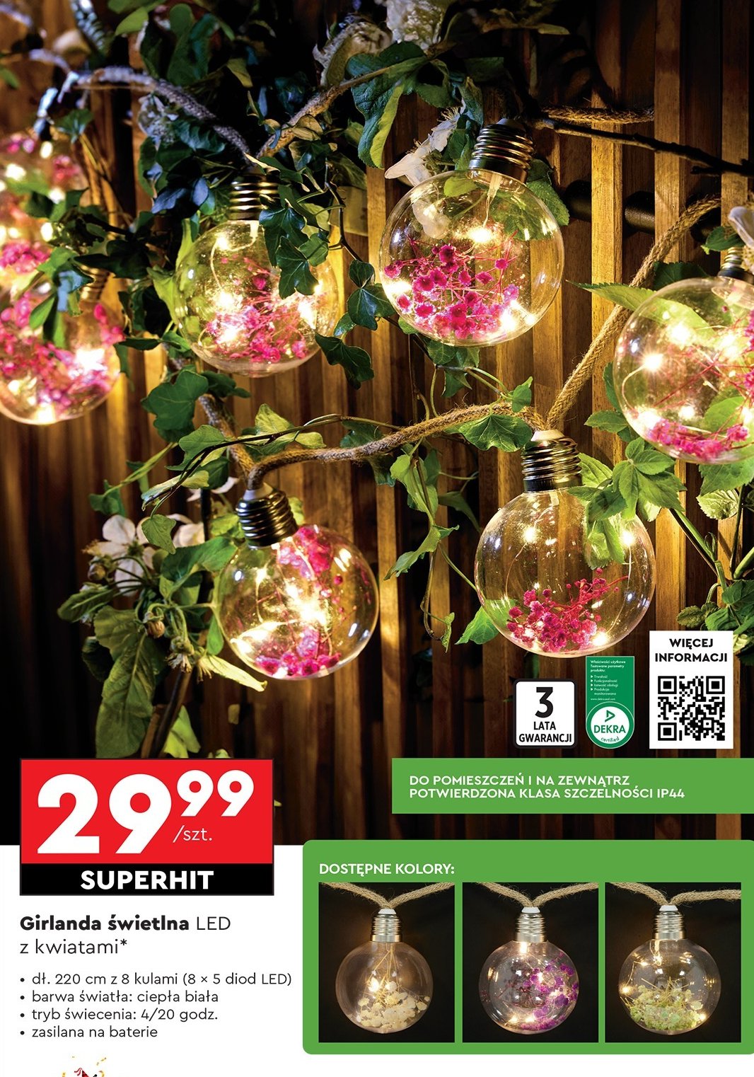 Girlanda 8 led z kwiatami promocja