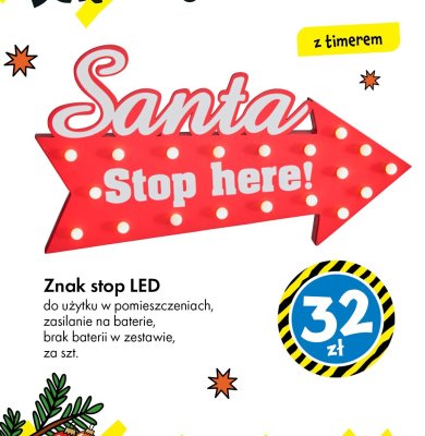 Dekoracja LED Znak stop Santa promocja w Tedi