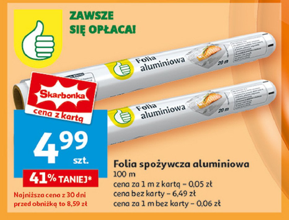 Folia aluminiowa 20 m Podniesiony kciuk promocja w Auchan