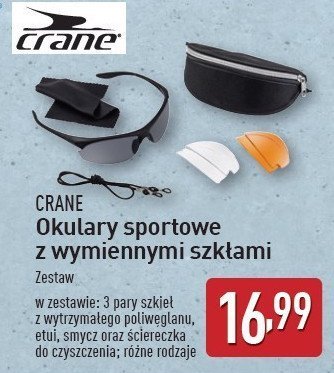 Okulary sportowe z wymiennymi szkłami CRANE promocja w Aldi