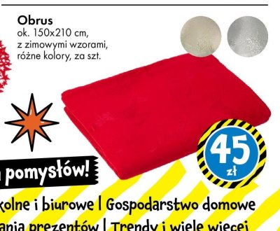 Obrus ok. 150x210 cm, z zimowymi wzorami, różne kolory promocja w Tedi