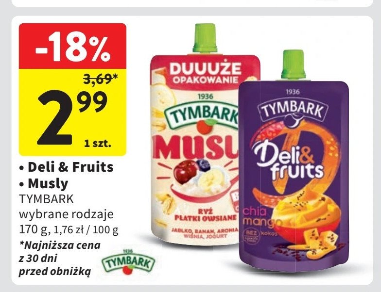 Mus jabłko banan aronia Tymbark musly promocja