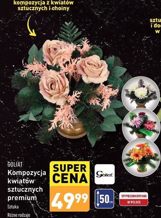 Kompozycja kwiatowa premium Goliat promocja w Aldi