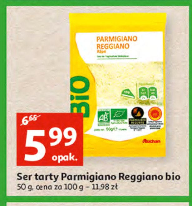 Parmigiano reggiano tarty Auchan bio promocja