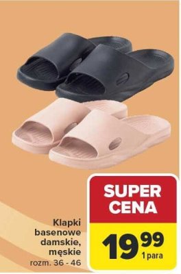 Klapki basenowe damskie, męskie rozm. 36 - 46 promocja w Carrefour