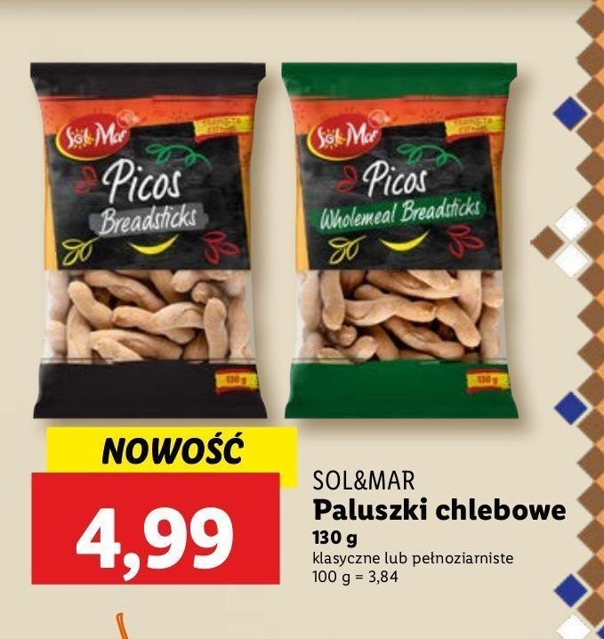 Paluszki chlebowe pełnoziarniste Sol&mar promocja