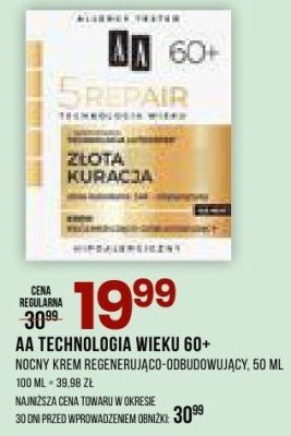 Krem AA Technologia Wieku 60+ promocja w Drogerie Natura