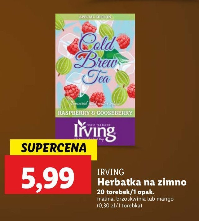 Herbata na zimno brzoskwinia z liczi Irving promocja