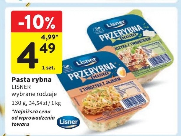 Pasta tuńczyk z twarożkiem Lisner promocja w Intermarche