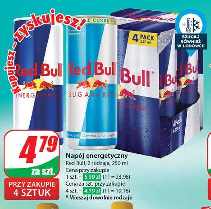 Napój energetyczny bez cukru Red bull promocja