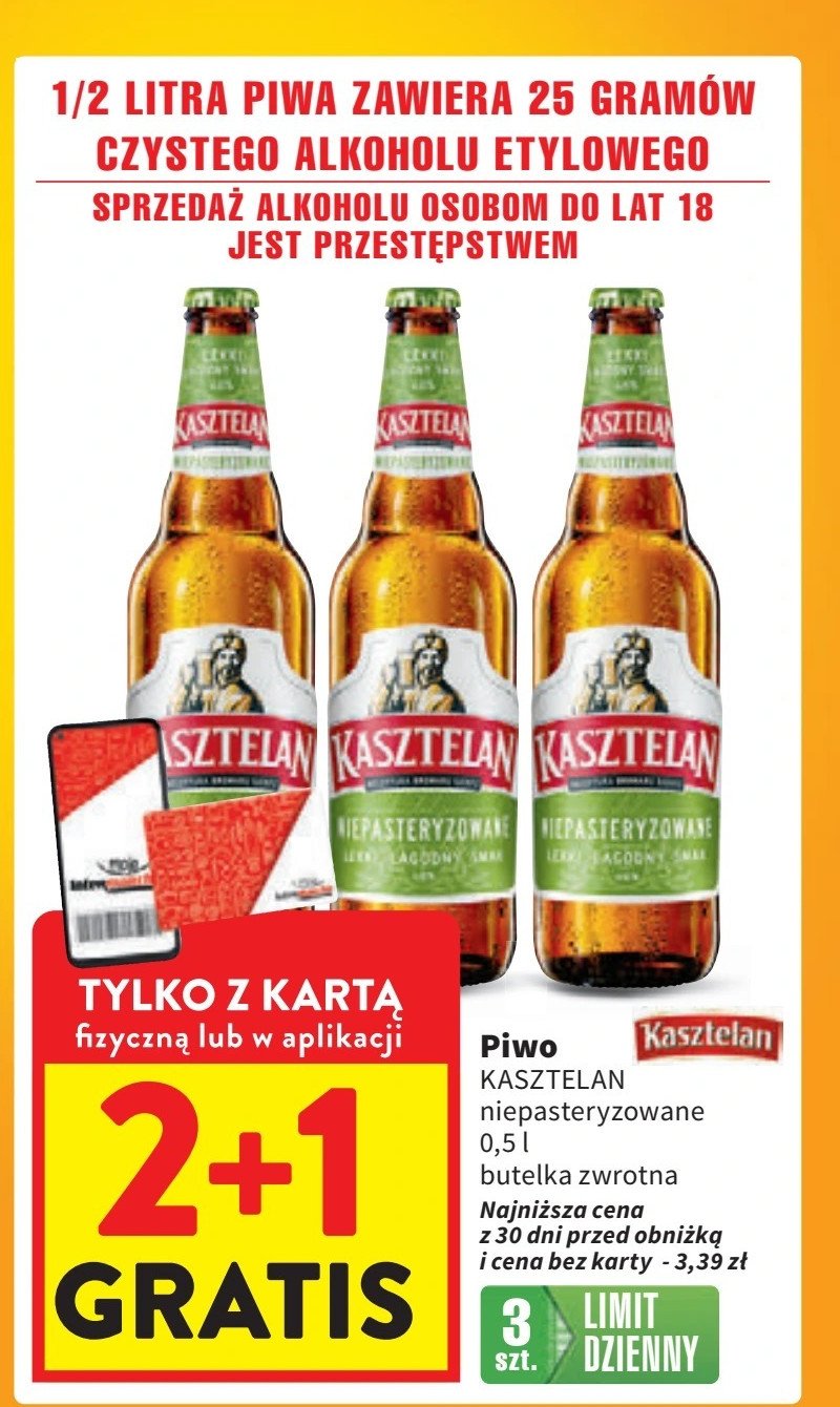 Piwo Kasztelan niepasteryzowane promocja w Intermarche