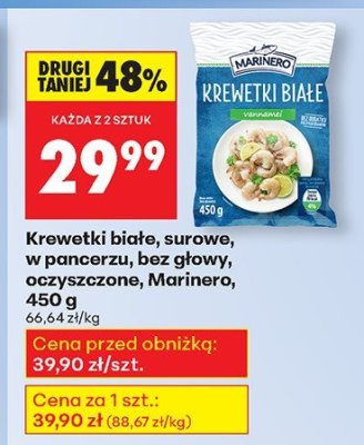 Krewetki białe, surowe, w pancerzu, bez głowy, oczyszczone 450 g promocja w Biedronka