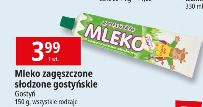 Mleko zagęszczone słodzone Gostyń promocja w Leclerc