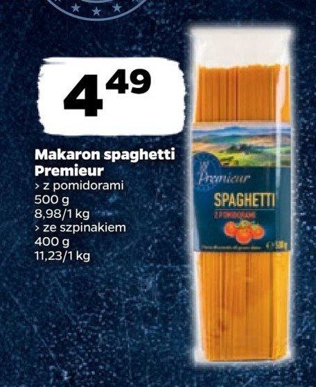 Makaron spaghetti ze szpinakiem Premieur promocja