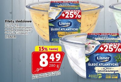 Filety śledziowe śledź Atlantycki w sosie śmietanowym Lisner promocja w Prim Market