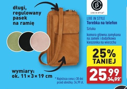 Torebka na telefon Live in style promocja